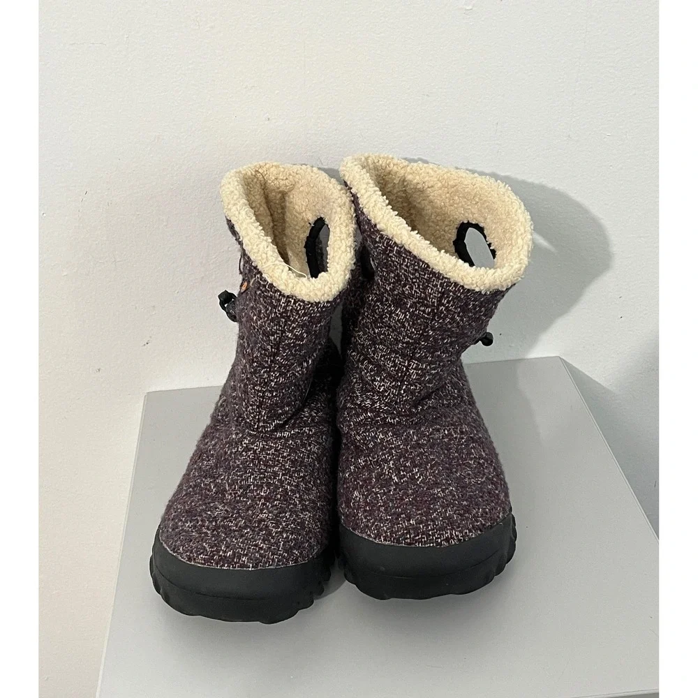 Bogs B-Moc Mid Woven Boots Womens 9‎ Purple Faux Fur Lined Winter Snow 72414-540